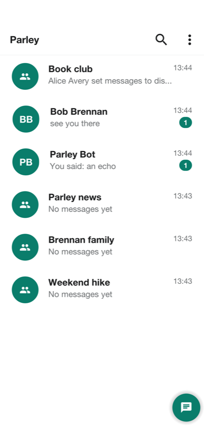 Parley conversations screen