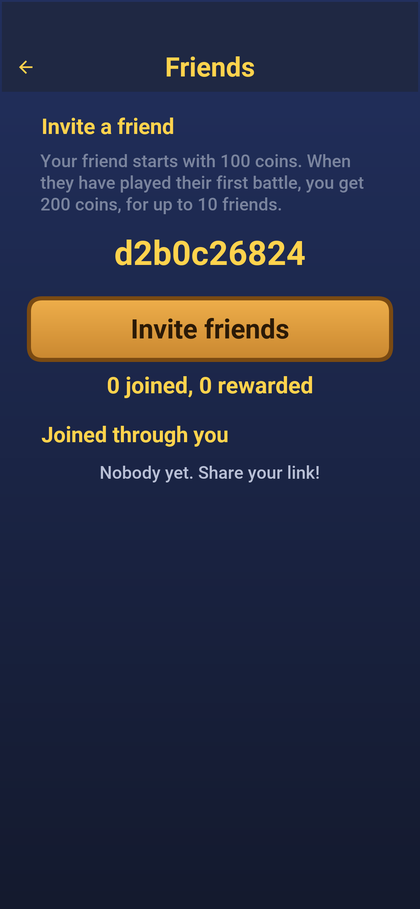 The friends screen with invitations