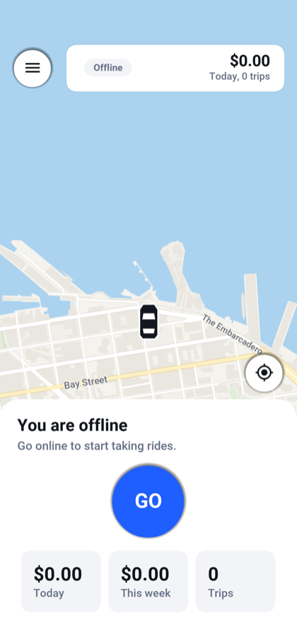 Go online when ready to take rides.